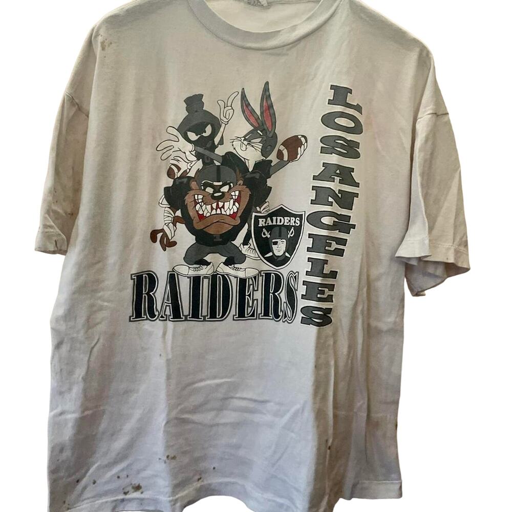 Vintage 90s Los Angeles Raiders Looney Tunes Single Stitch Shirt Adult Boxy XL